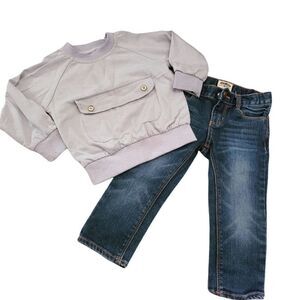 Oshkosh 3T Blue Jeans Denim Pant & Baby Blue Sweater Set